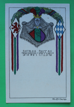 AK Passau / 1926 / Litho Lithographie / Batavia Passau / Absolvia Studentika / Wappen